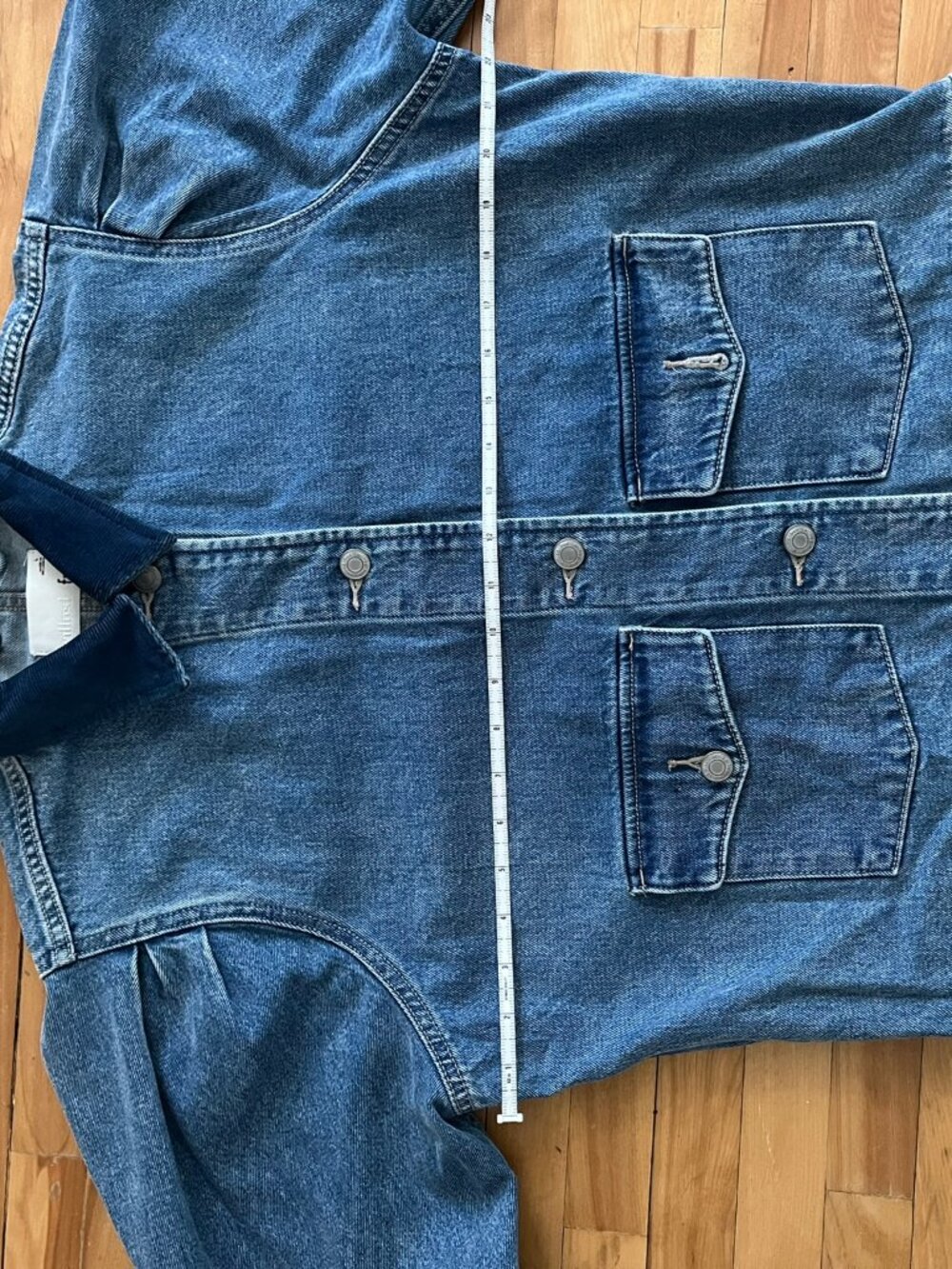 Cropped Aritzia denim jacket with corduroy collar size L - Picture 7 of 9